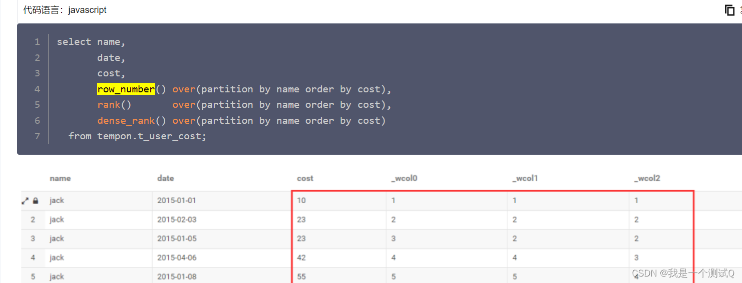 hive-row_number() 和 rank() 和 dense_rank()