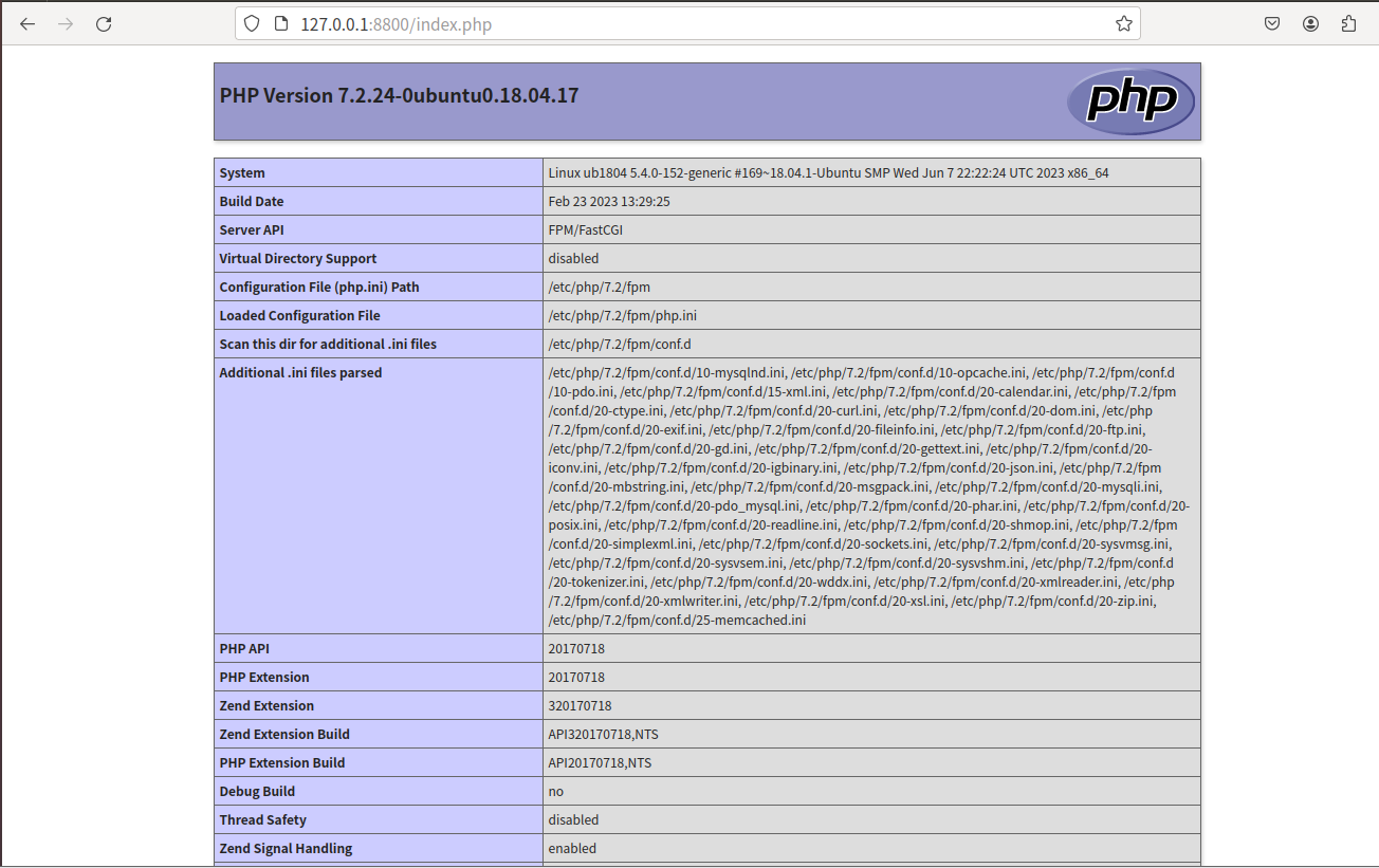 练习实践：ubuntu18.04安装、配置Nginx+PHP环境,两种配置方式，多站点