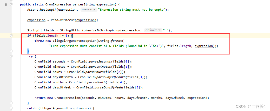 Spring动态定时任务异常Cron expression must consist of 6 fields