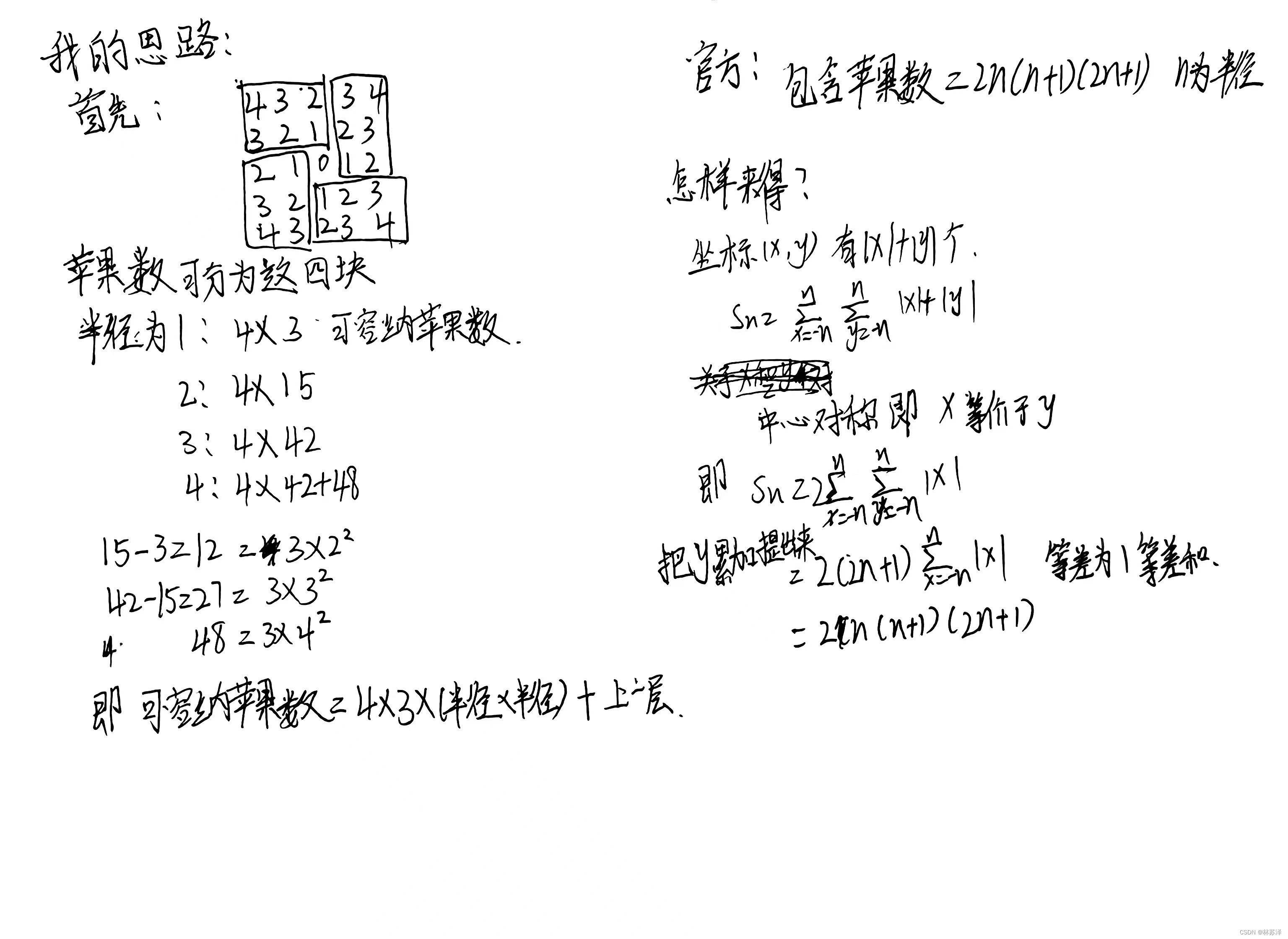 力扣-收集足够苹果的最小花园周长[思维+组合数]