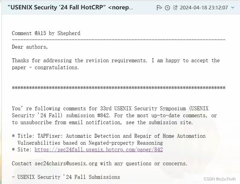 网络安全顶会USENIX Security ‘24 Fall，录用！！_usenix Security 2024秋季-CSDN博客