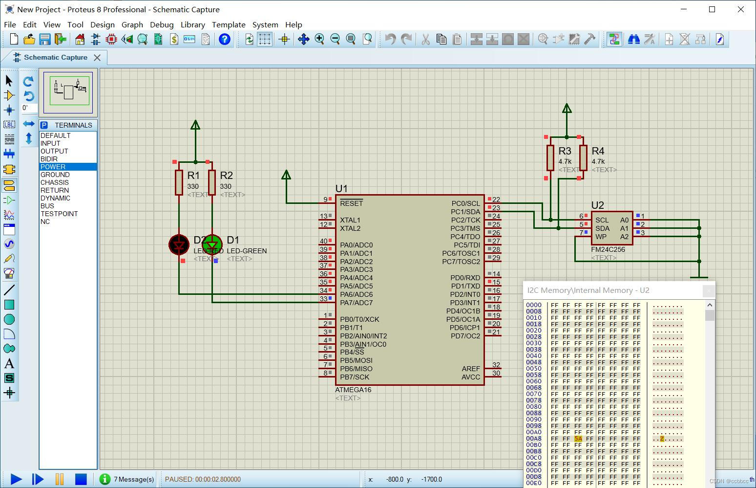 ATMEGA<span style='color:red;'>16</span><span style='color:red;'>读</span><span style='color:red;'>写</span>24C<span style='color:red;'>256</span>