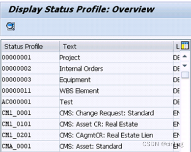 assign status profile to pm order type