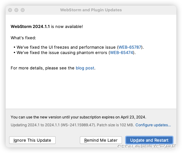 Webstorm 24.1 复制、剪切卡死问题官方回复