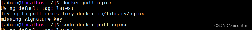 解决dockor安装nginx提示missing signature key的问题