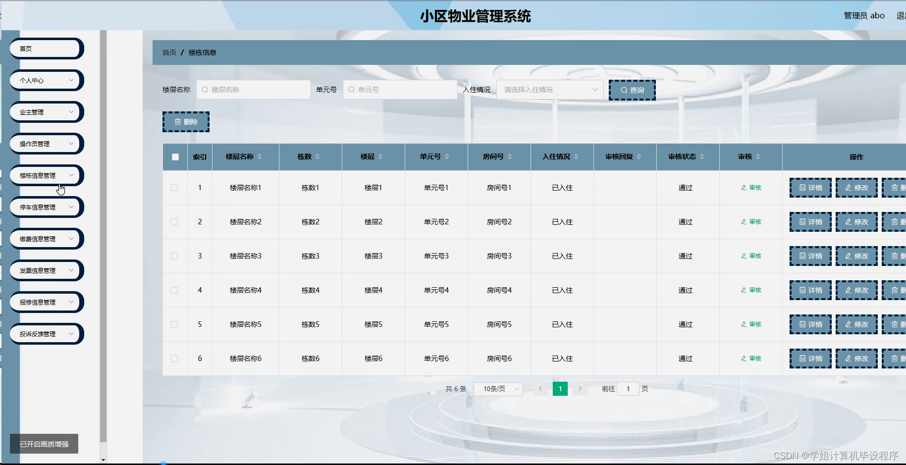 java毕业设计小区物业管理系统(springboot mysql jdk18 meven)