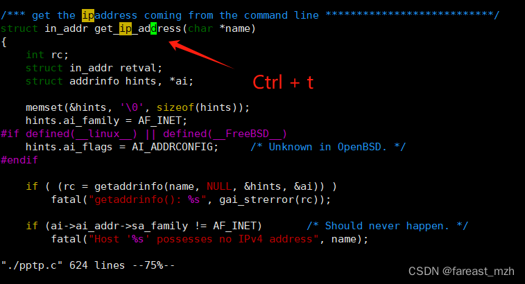 vim + ctags 跳转, 查看函数定义