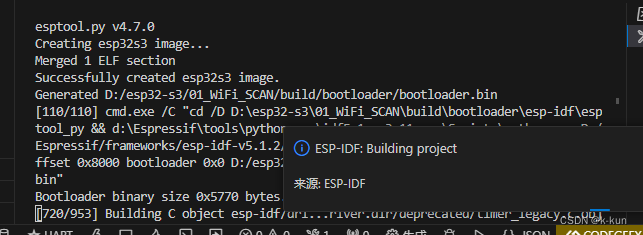 VS code ESP-IDF 提示“loading ‘build.ninja‘: 系统找不到指定的文件” 的解决方案