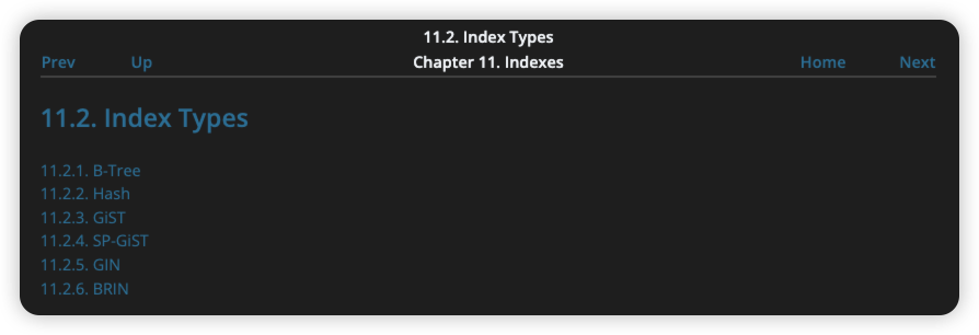 【postgres】10、INDEX Types 索引