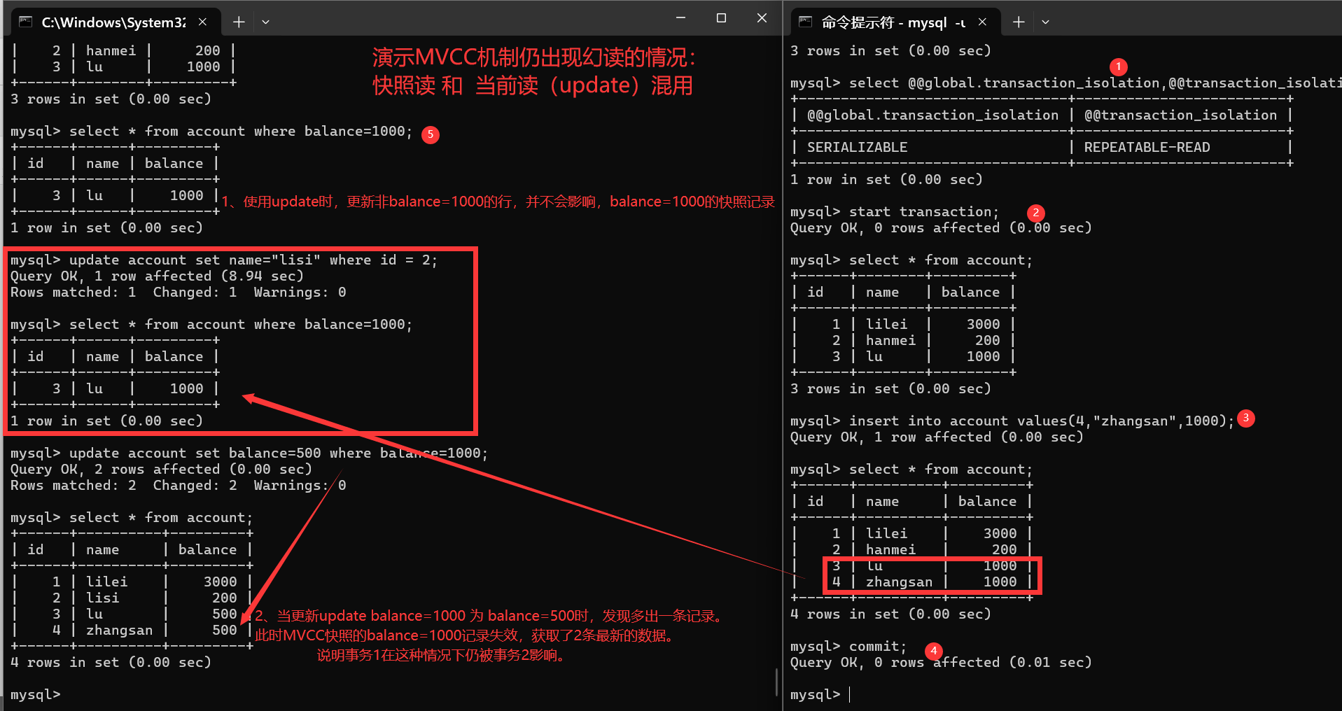 Mysql学习笔记之事务详解（读未提交、读以提交、可重复读、串行化读）