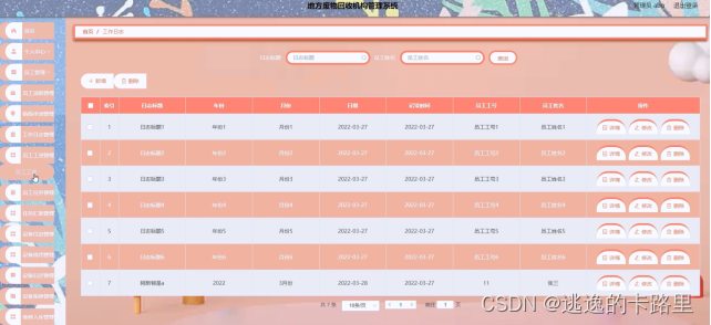 图5-6工作日志管理界面图