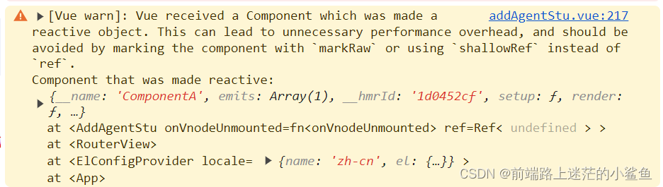 vue3使用is动态切换组件报错Vue received a Component which was made a reactive object.