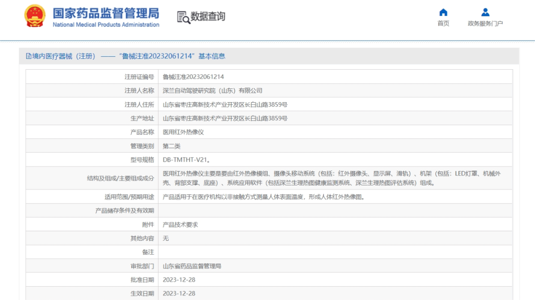 深兰科技“华佗”医用红外热像仪正式获批国家医疗器械二类证