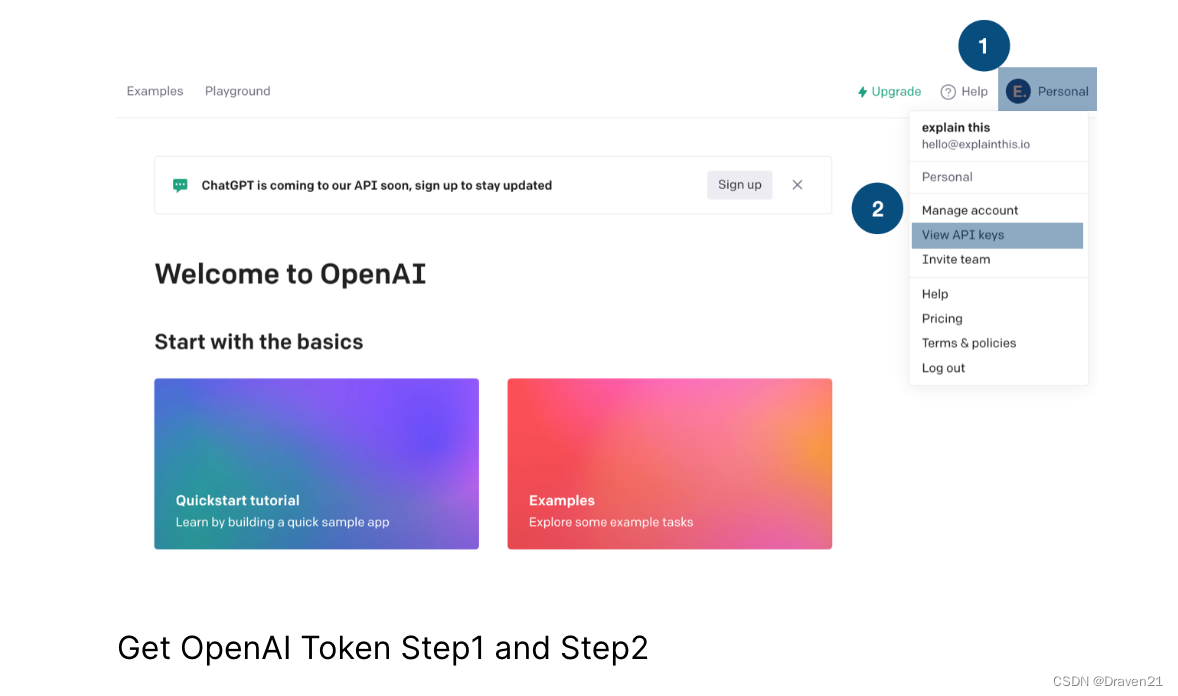 Get OpenAI Token Step1 and Step2