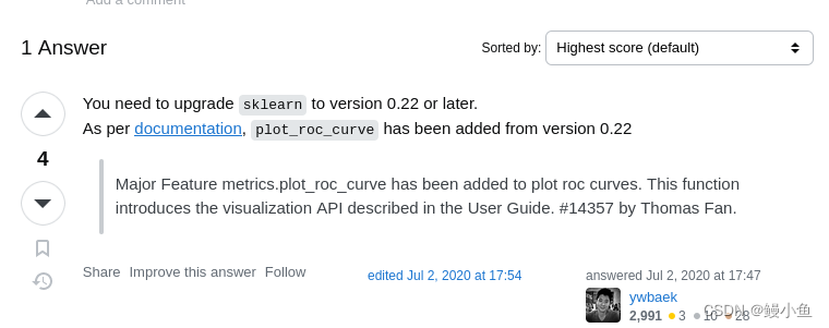 【已解决】AttributeError: module ‘<span style='color:red;'>sklearn</span>.<span style='color:red;'>metrics</span>‘ has no attribute ‘plot_roc_curve‘