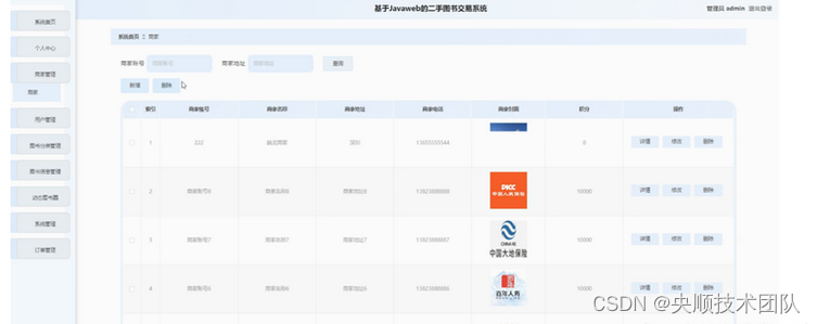 图5-9商家管理界面