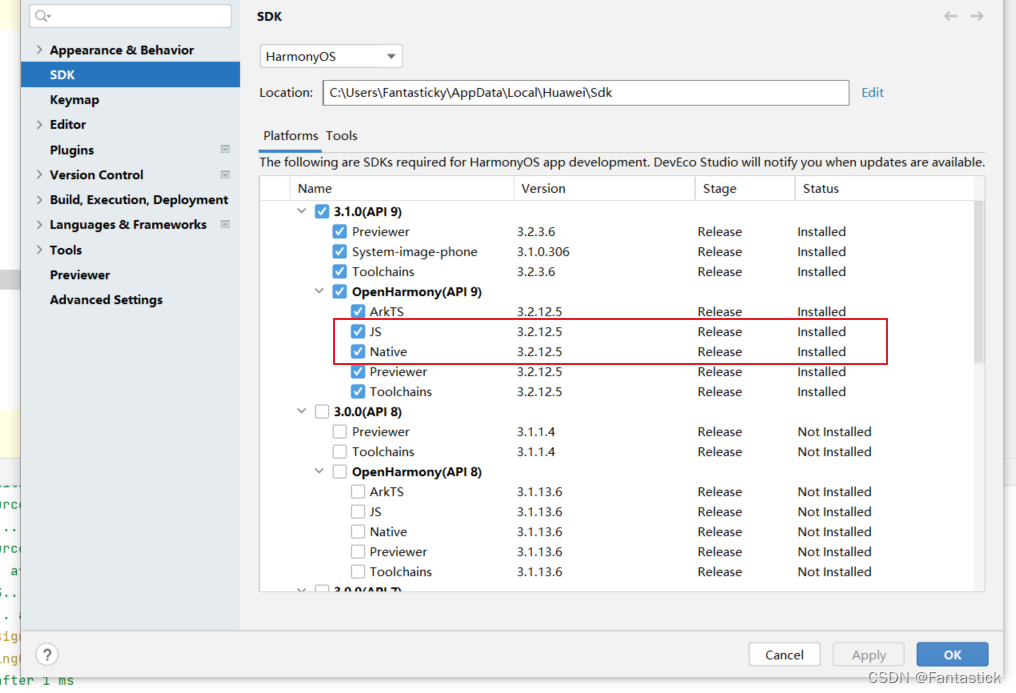 鸿蒙报错：Hhvigor Update the SDKs by going to Tools ＞ SDK Manager....