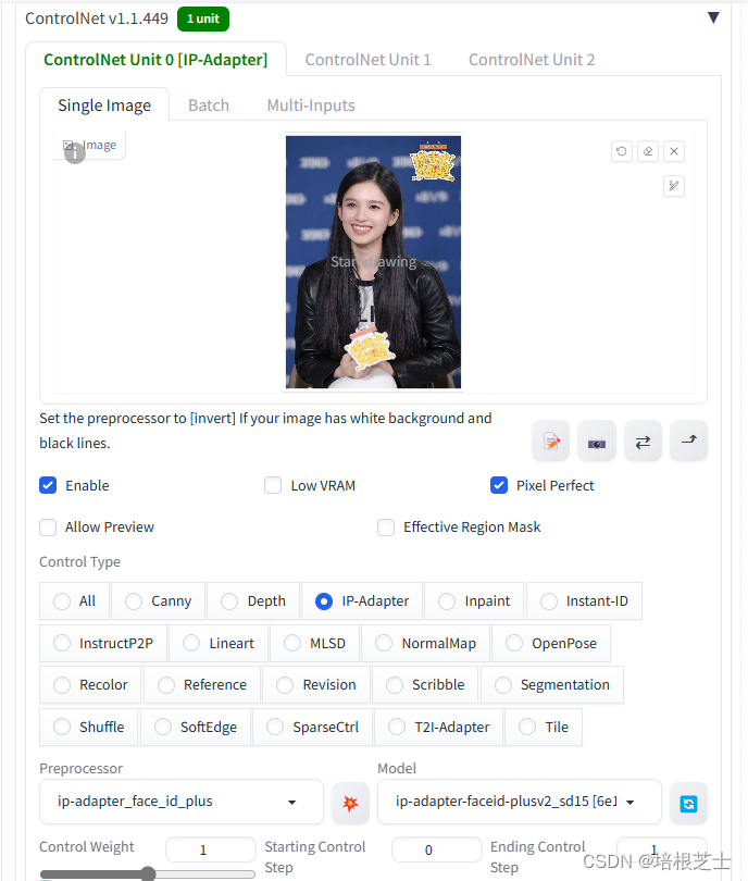Stable Diffusion WebUI 使用ControlNet:IP-Adapter保持生图的角色一致性
