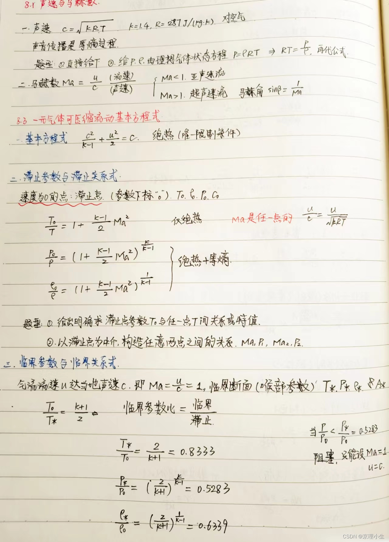 BIT工程流体力学基础——第八章 学习笔记+公式总结+习题参考_一元气体动力学 网盘-CSDN博客