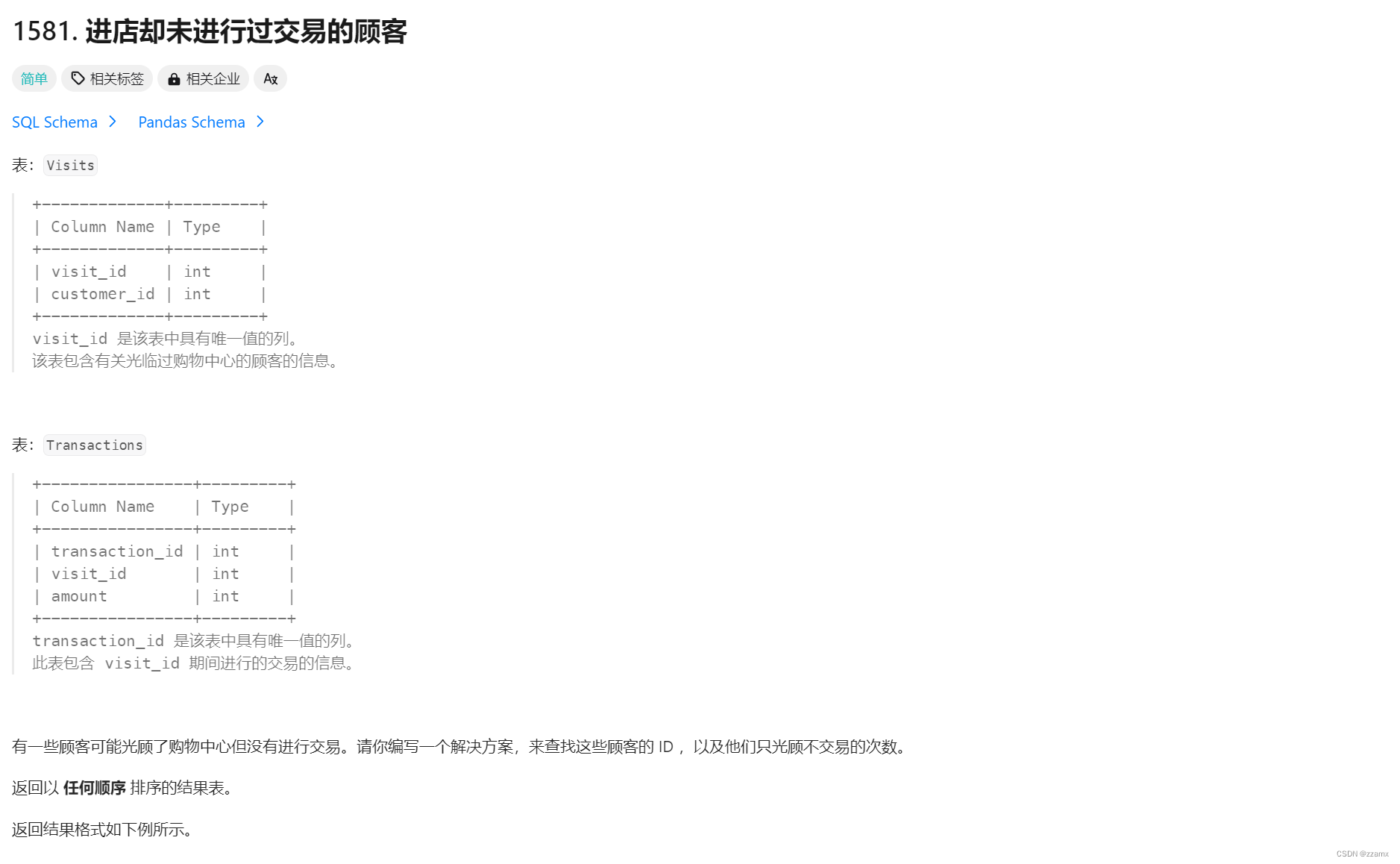 【SQL】1581. 进店却未进行过交易的顾客（ is null 和 =null 的区别）