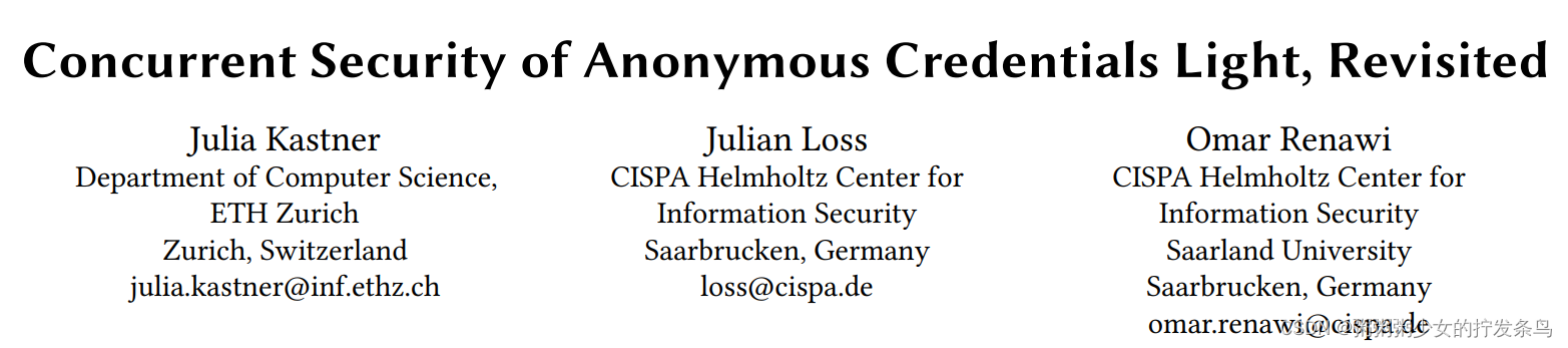 Concurrent Security of Anonymous Credentials Light, Revisited