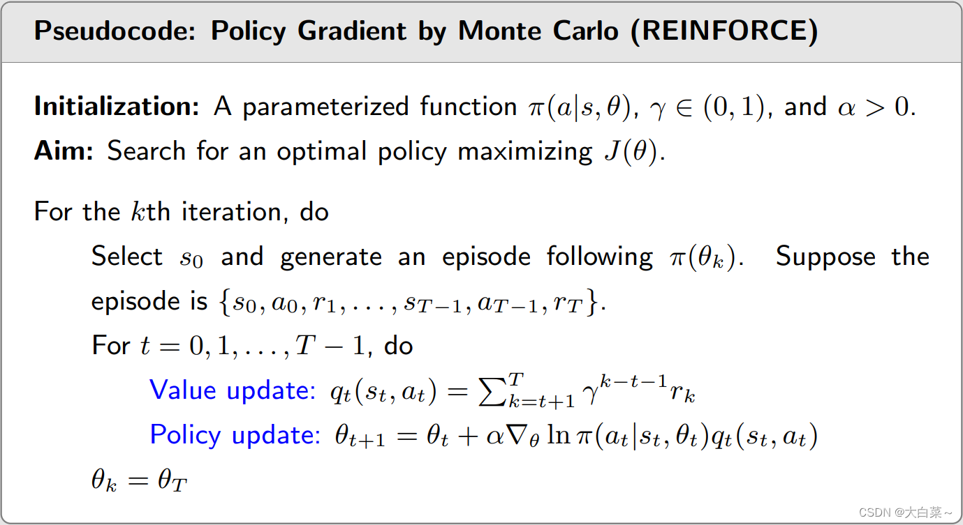 【RL】Policy Gradient Methods（策略梯度方法）