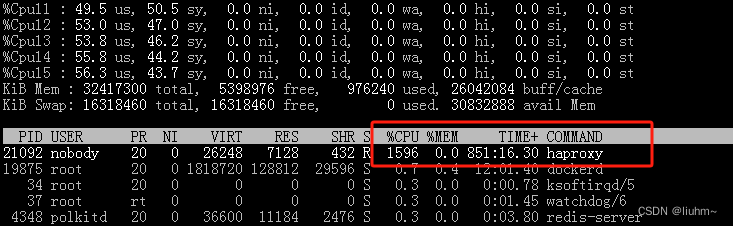 docker 部署haproxy cpu占用特别高