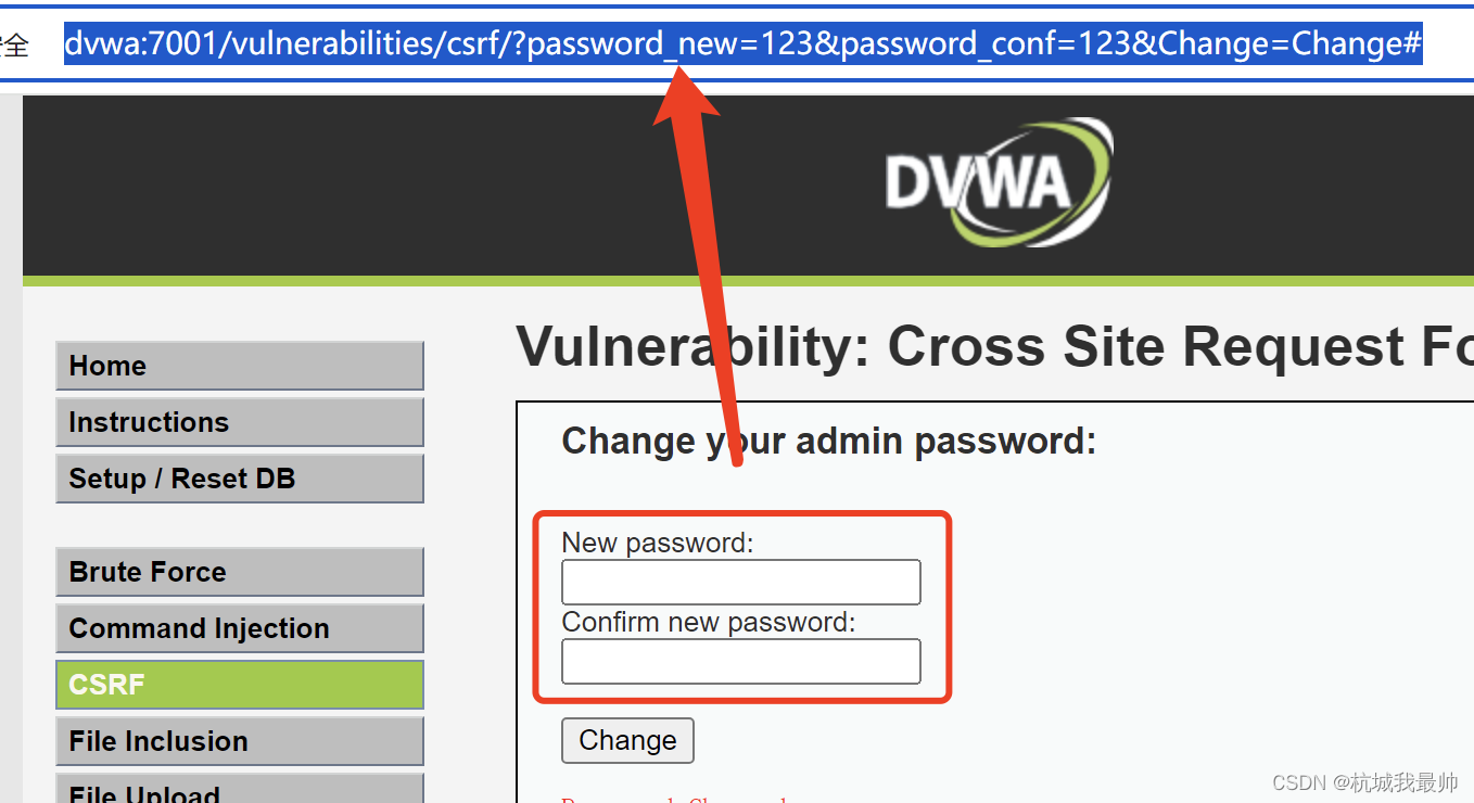 <span style='color:red;'>w</span>28<span style='color:red;'>DVWA</span>-csrf实例