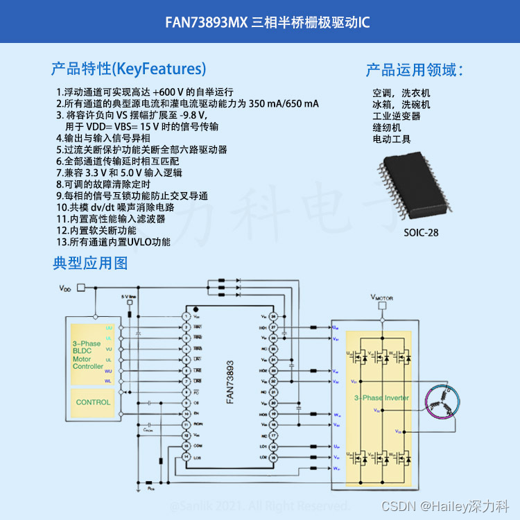 一文看懂FAN73893MX 三相半桥门极驱动集成电路的选择