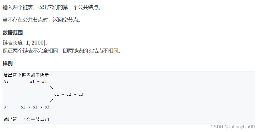 剑指Offer打卡day34——AcWing 66. 两个链表的第一个公共结点