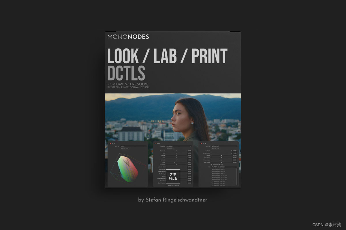 MonoNodes – LOOK / LAB / PRINT DCTLS 复古美学柯达富士胶片负片模拟电影感DCTL达芬奇插件