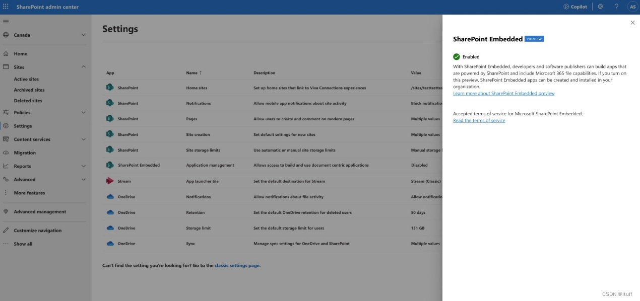 在租户内启用SharePoint Embedded