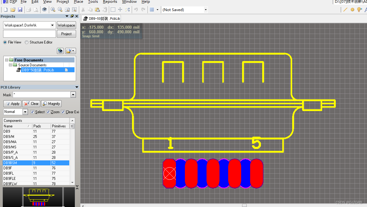 常用接插件 DB9 DB15 DB25 DB37 DB50直插90度弯针型孔型Altium库 AD元件库 (PCB封装库)_db25库-CSDN博客