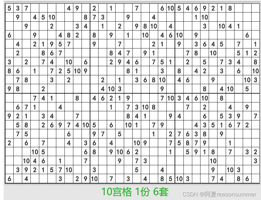 【教学类-43-19】20240113 数独（一） 3-5-6-7-8-10宫格 无空行A4模板