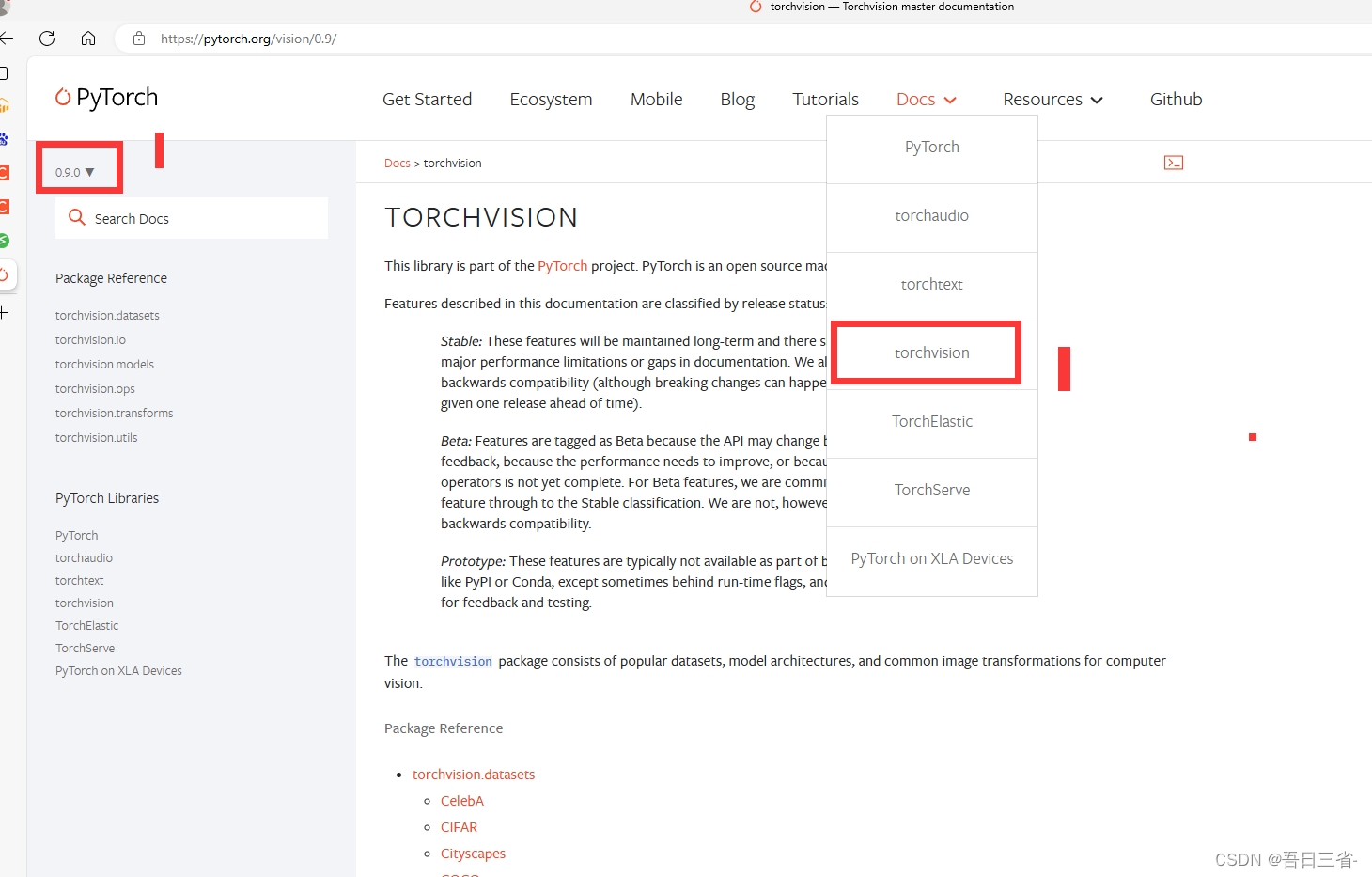 在查torchvision的数据集时，在Docs中找不到torchvision