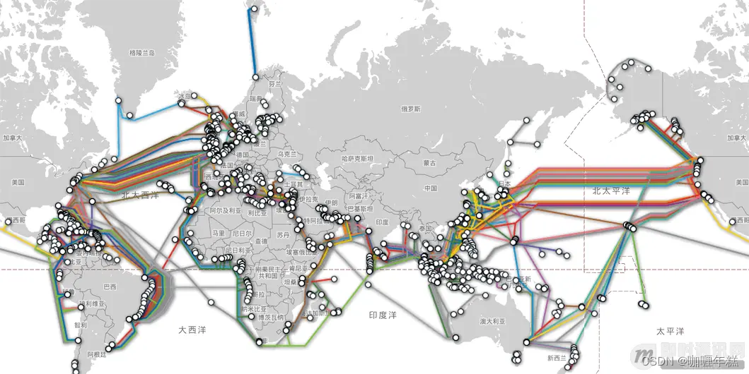 2015年全球互联网跨国通信光缆的连接情况.png