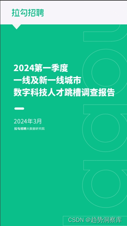 |行业洞察·趋势报告|《2024第一季度一线及新一线城市数字科技人才跳槽调查报告》