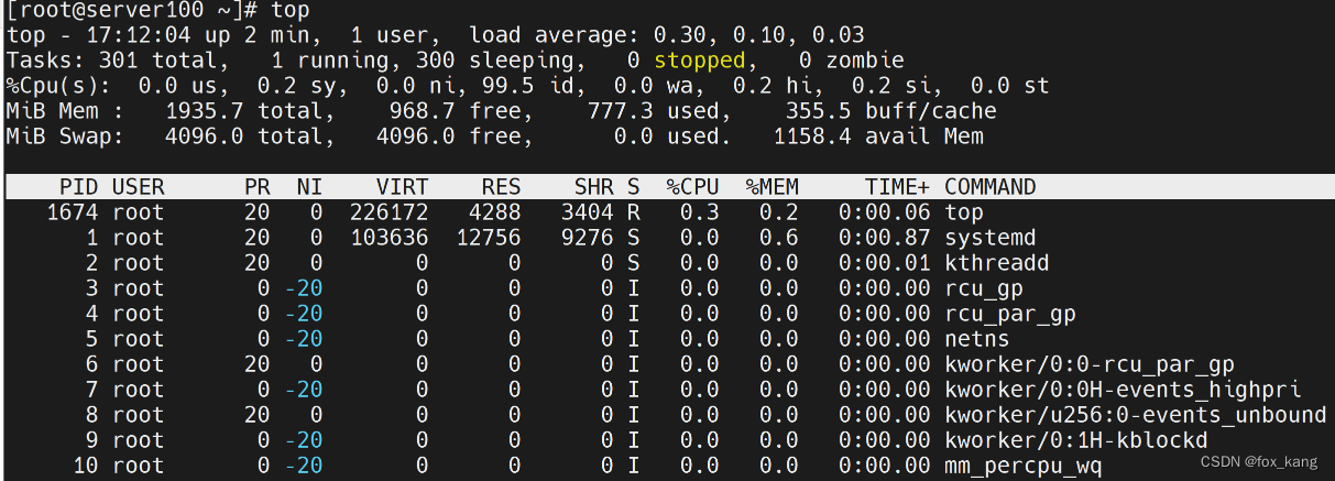 Linux：top命令的每一列的具体含义