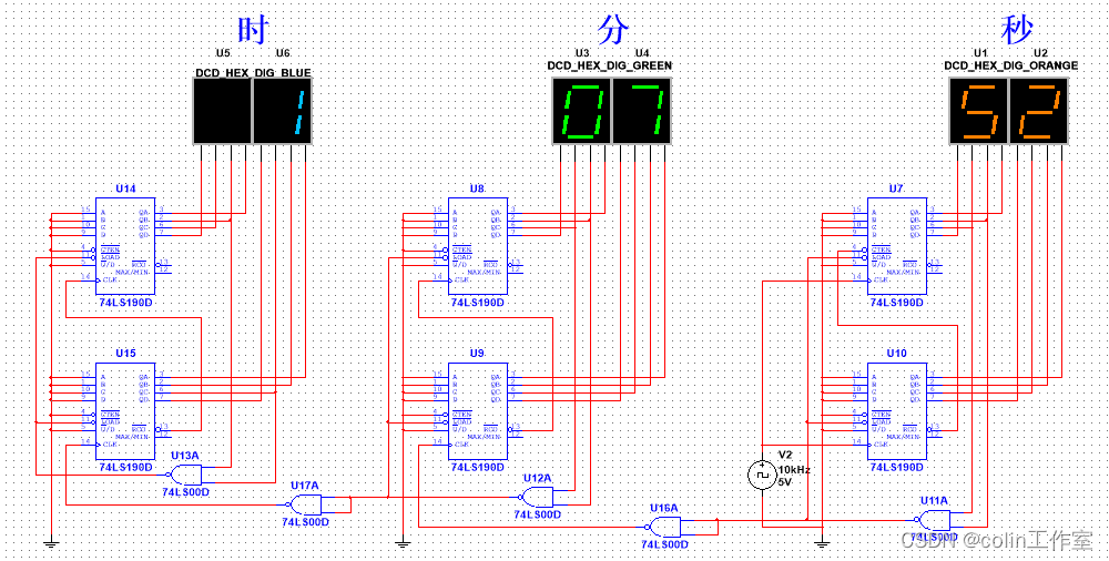 Multisim14.0仿真（三十八）基于74ls190的电子计时器设计