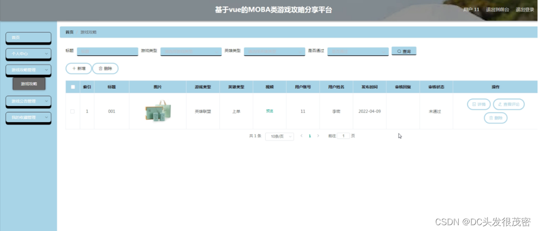 springboot基于vue的MOBA类游戏攻略分享平台,第12张