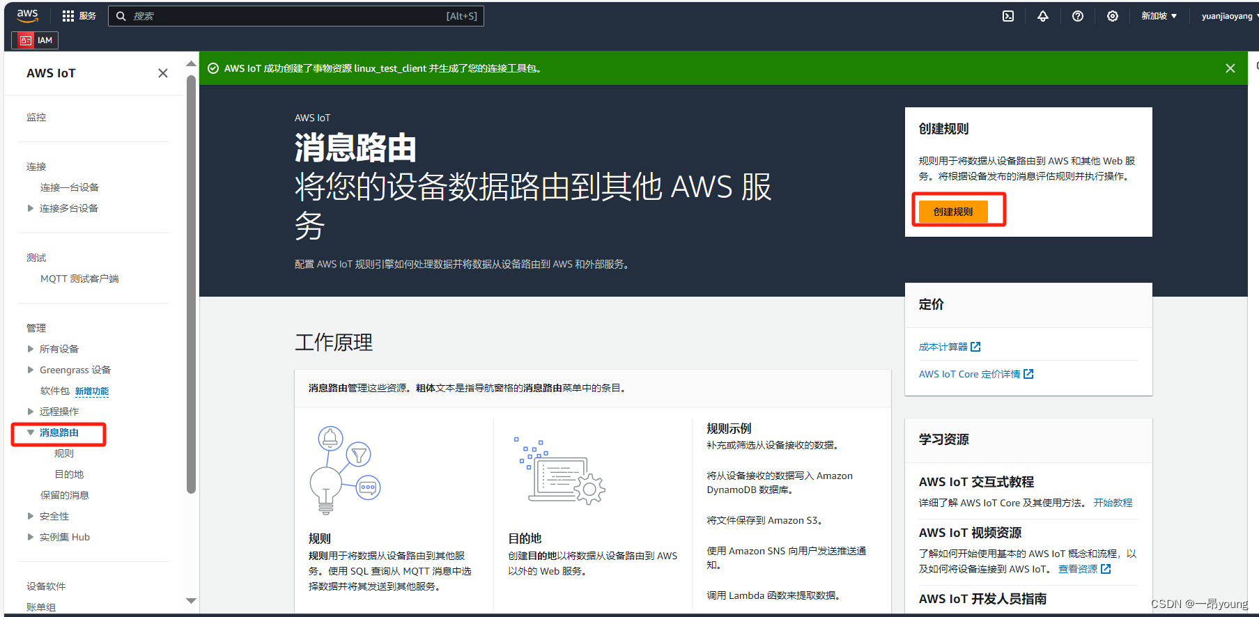 将AWS iot消息数据发送S3