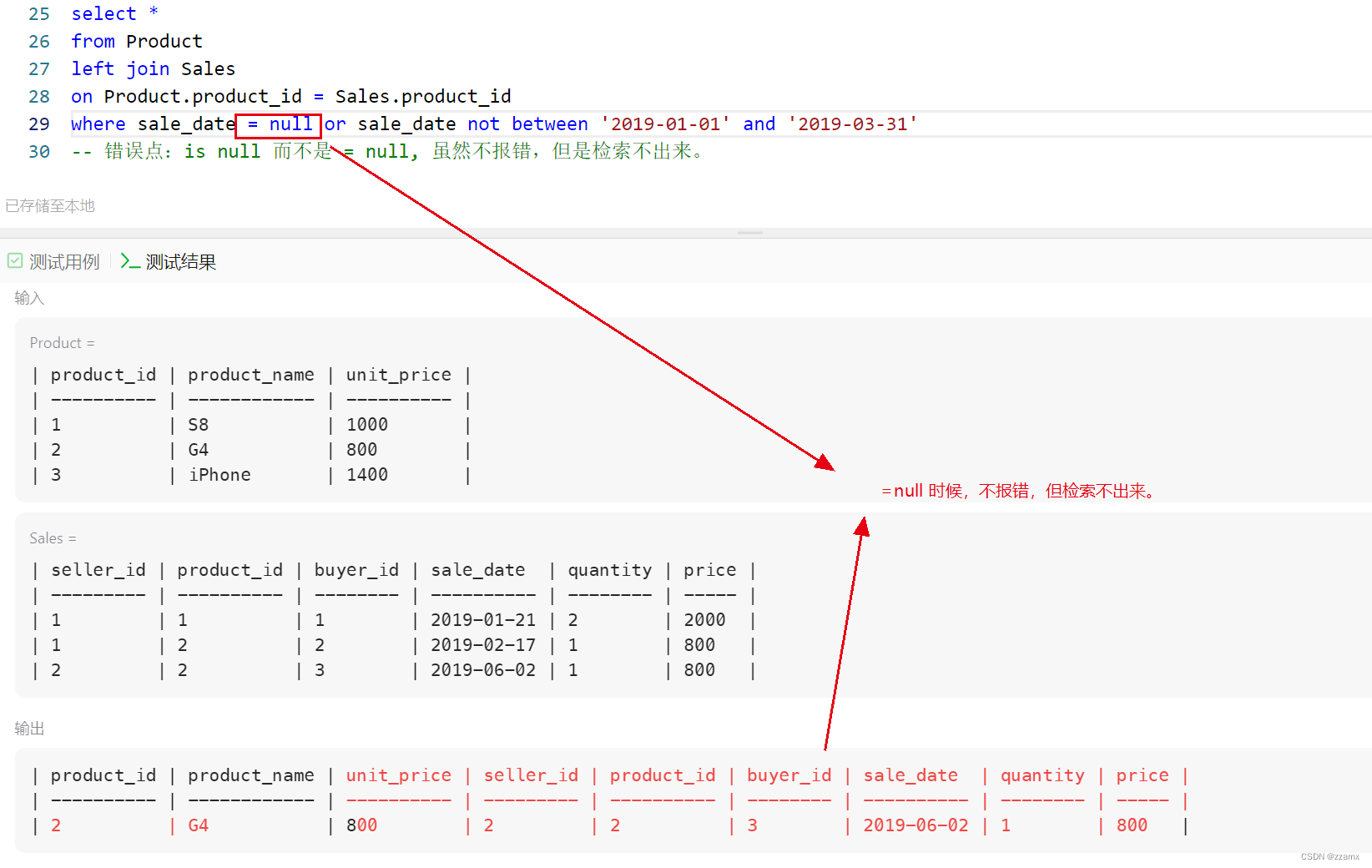 【SQL】1084. 销售分析III （多种解法；is null 和 =null 的区别图示 ）