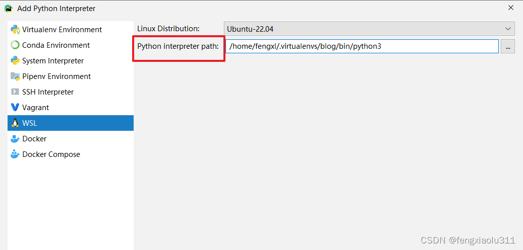 wsl中安装虚拟环境virtualenv，pycharm中配置wsl解释器