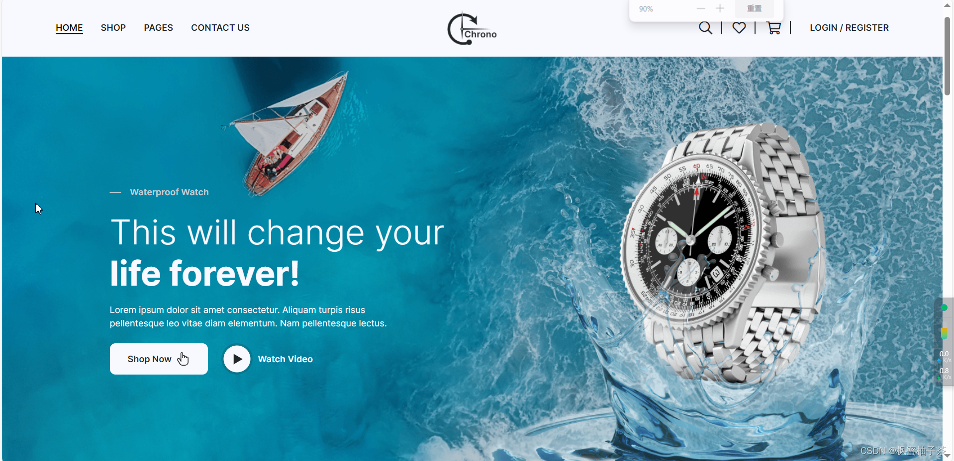 【前端模板】bootstrap5<span style='color:red;'>实现</span>高端手表网页Chrono（适用<span style='color:red;'>电</span>商，<span style='color:red;'>附带</span><span style='color:red;'>源</span><span style='color:red;'>码</span>）