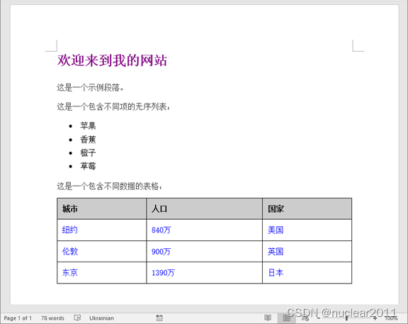 Python HTML转Word