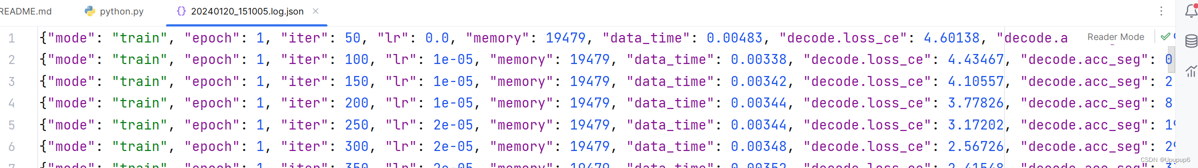 打开json文件，读取里边的每一行数据，每一行数据是一个字典，使用matplotlib画图