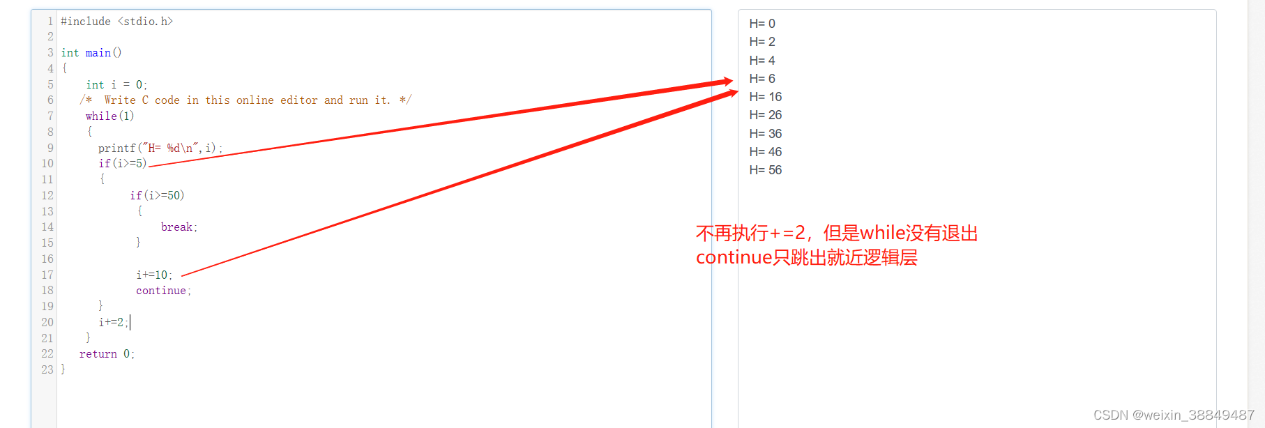 c语言--跳出continue、break