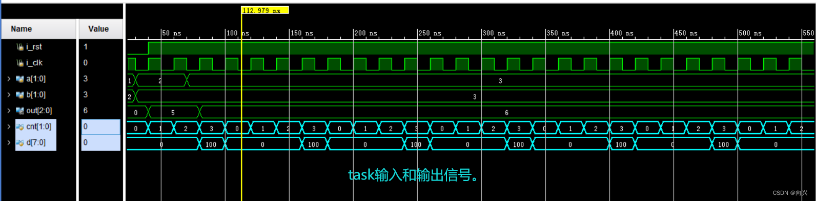 <span style='color:red;'>task</span><span style='color:red;'>2</span>：Verilog编写的设计模块在模块内部直接调用<span style='color:red;'>task</span>