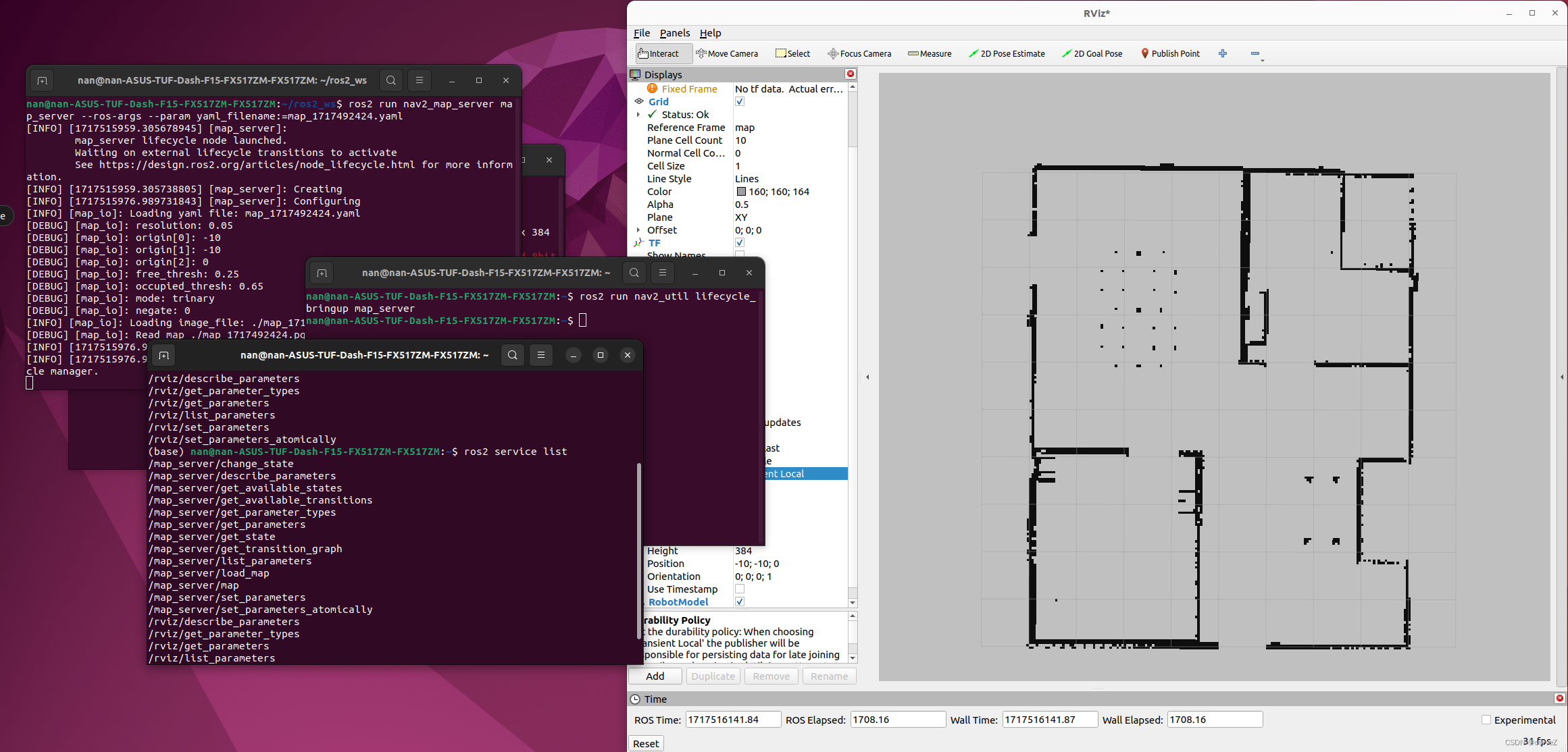 如何在ROS2-Humble 中 load map 并在Rviz中显示出来_map server transitioning failed ...