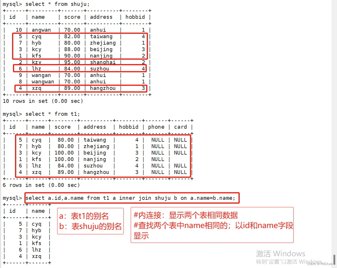 <span style='color:red;'>Mysql</span><span style='color:red;'>连接</span><span style='color:red;'>查询</span>